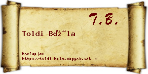 Toldi Béla névjegykártya