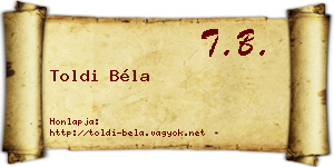Toldi Béla névjegykártya